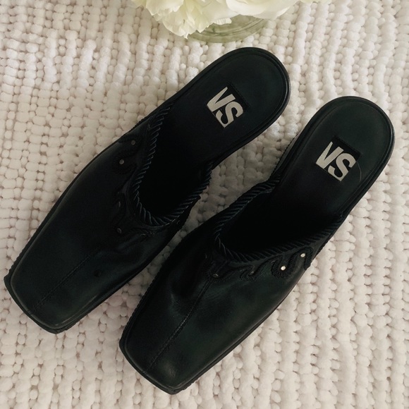 Women’s black slip on high heel mules 10 - Picture 2 of 4